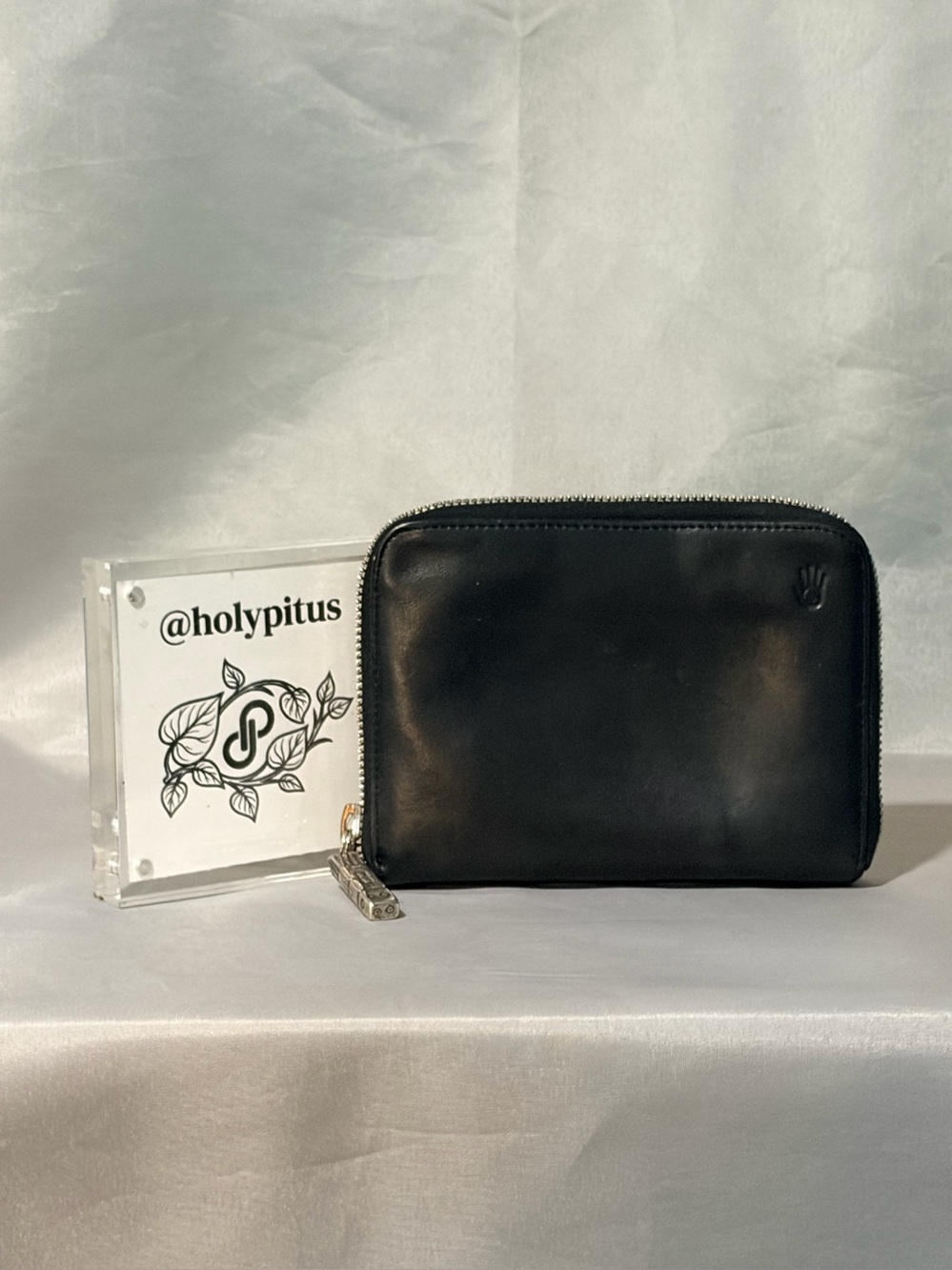 Vintage Lisa Jenks Black Leather Zip Around Accordion Wallet - Rare Designer